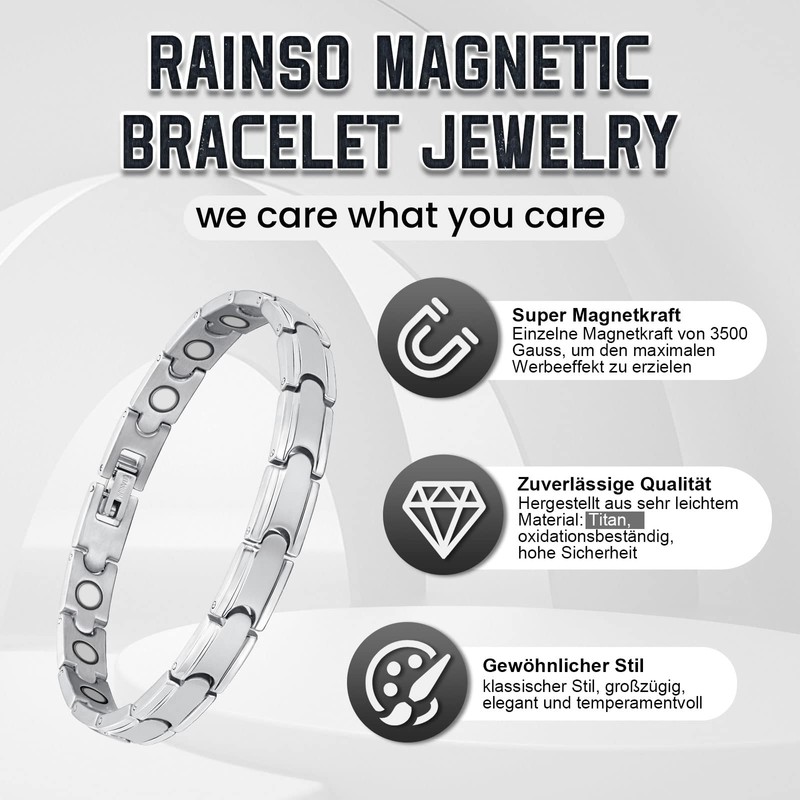 RainSo Strong Therapeutic Magnetic Bracelet for Women Made of Titanium