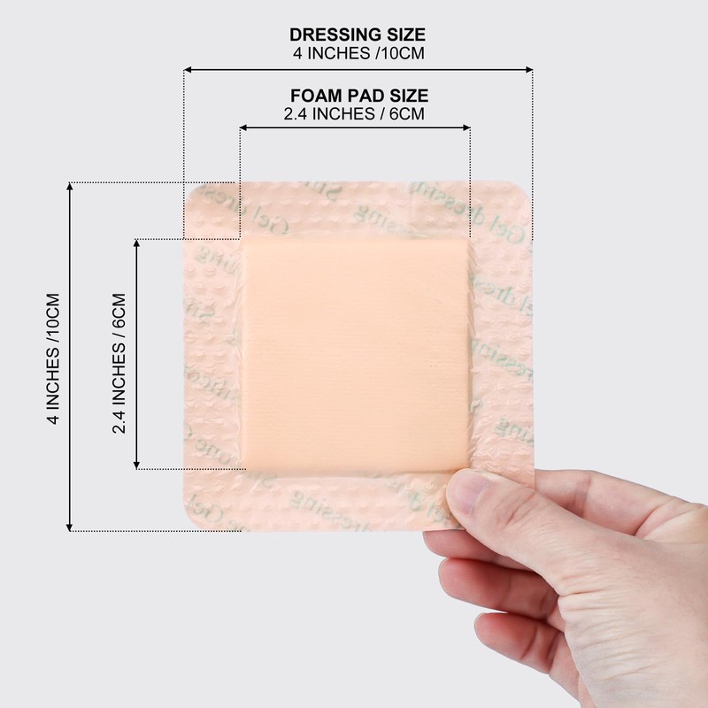 20Pcs Silicone Foam Dressing 4x4 Gentle Border, Waterproof Silicone Bandages