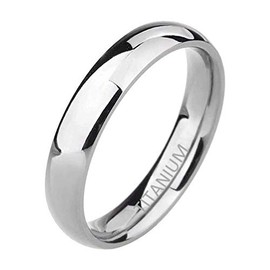 Zakk 2 mm 4 mm 6 mm Titanium Engagement Ring for Women Men Polished Narrow Wedding Band Rings (Silver-4mm, Size P 1/2)