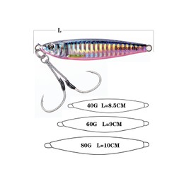 OCEAN CAT Jig Slow Pitch Jigs Saltwater Fishing Jigging Lures Micro Jig Saltwater Diamond Jigs with Jigging Hook (Pink&Silver, 60G)