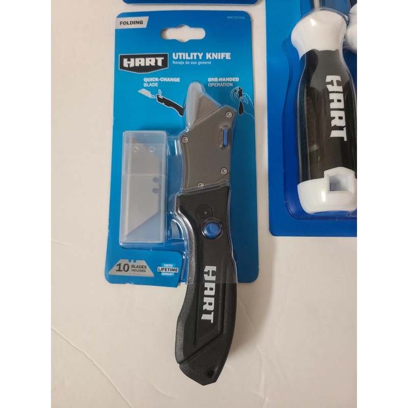 Hart Tool Bundle, 10" Pliers,2pc Screwdriver,30 Feet Autolock Tape,Knife,Ada