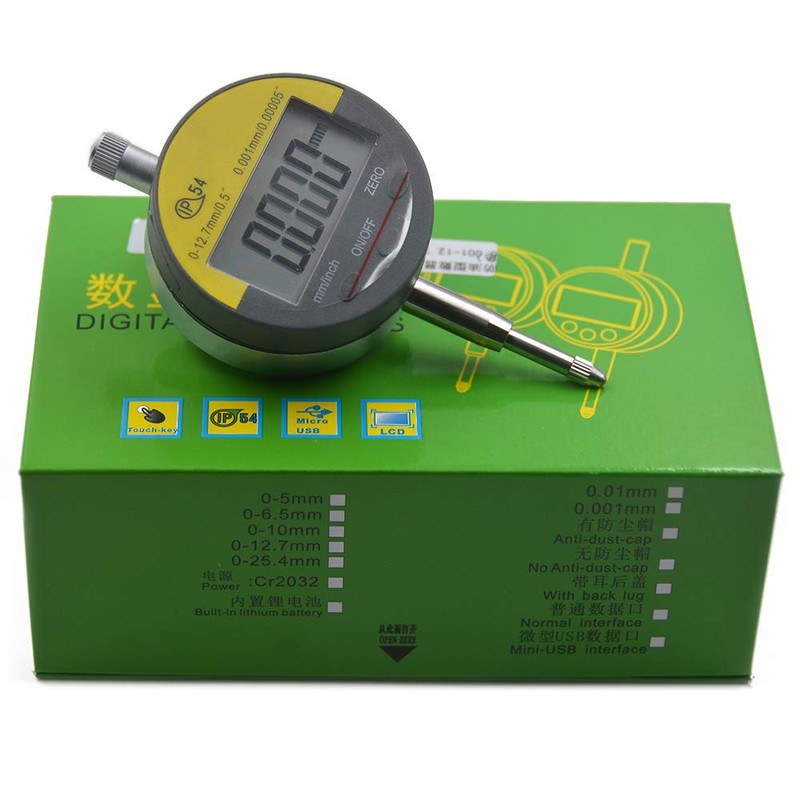 Oudtinx Digital Dial Indicator Digimatic Indicator 0.001mm/0.00005inch 0-12.7mm Test Range,
