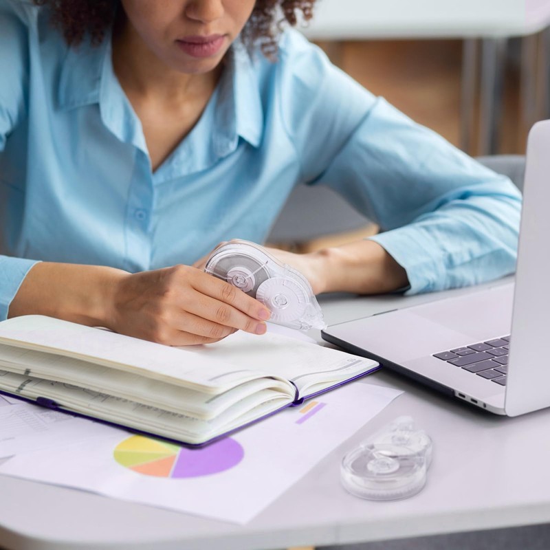 JEFURE 2 Pcs Correction Tape, 98.43 Ft White Wrong Out