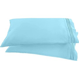 Premium Hotel Quality 2-Piece Pillowcase Set, Luxury & Softest 1500 Thread Count Egyptian Quality Bedding Pillowcases, Wrinkle and Fade Resistant, Queen, Aqua