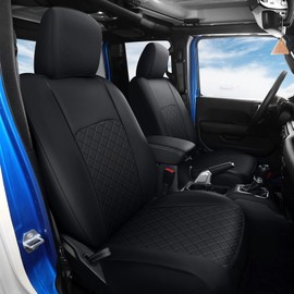 GIANT PANDA Custom Fit 2 Pack Front Car Seat Covers Fit for Jeep Gladiator 2020 2021 2022 2023 2024, Without Cup Holder, Luxury Seat Covers for Car, Faux Leather - (Black)