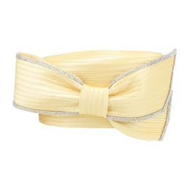 ChicHeadwear Large Stone Bow Pillbox Braid Hat - Lemon Yellow