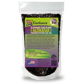 Gardenera Elephant Ear Plant Potting Mix - Proven Formula for Thriving Alokasia Plants - Enhances Soil Drainage and Aeration - 3 Quart