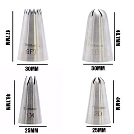 Tumtanm Extra Large Piping Nozzles, 1M 1B 2D# 9FT Seamless Stainless Steel Piping Icing Tips