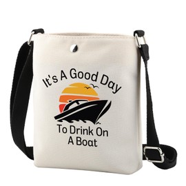 TSOTMO Boating Lover Gift Cruise Trip Gift It's A Good Day to Drink On A Boat Zipper Pouch Crossbody Bag (A Boat CA Cr)