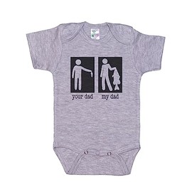 Ebenezer Fire Fishing Onesie/Your Dad My Dad/Baby Fishing Outfit/Sublimated Design/Super Soft Bodysuit (GREY SHORT SLEEVE, 6-12M)