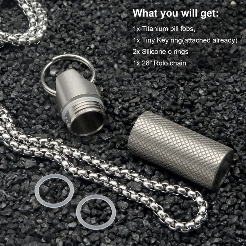 Haxtec Small Pill Box Titanium Pill Fob Necklace Nitro Mini