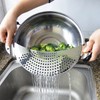 MUCKLILY 2pcs Stainless Steel Pot Strainer with Handle, Moon-shaped pan