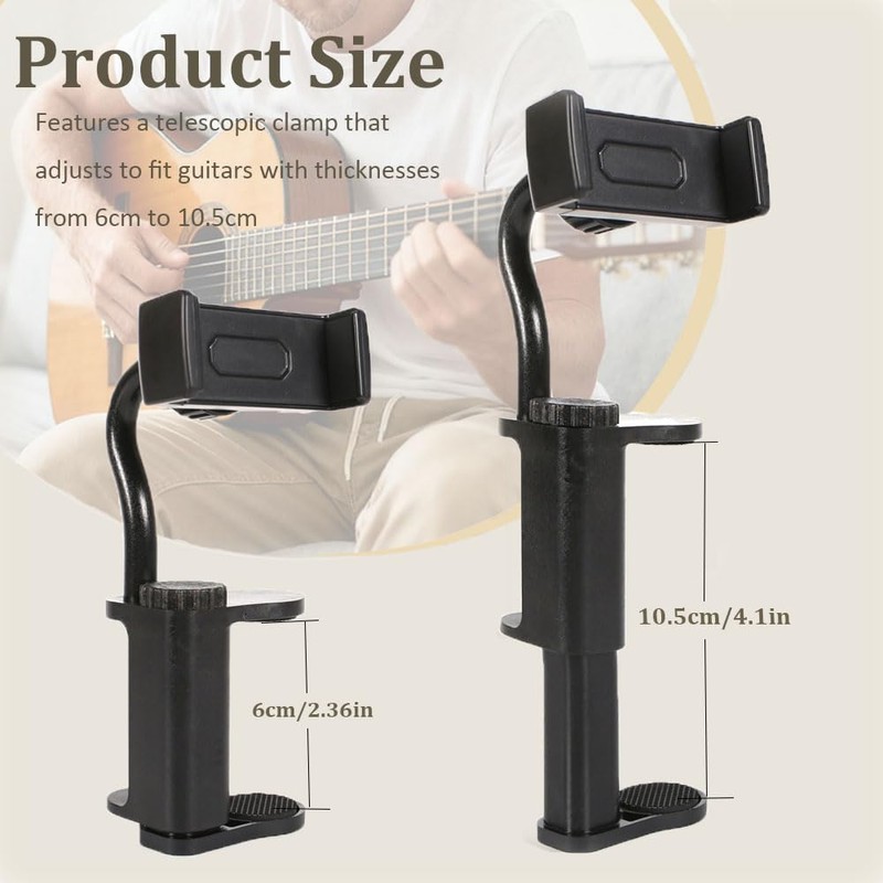 Guitar Phone Holder, Adjustable Guitar or Ukulele Phone Holder, Guitar