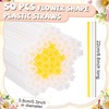 Potchen 50 Daisy Flower Shape Plastic Straws Disposable Drinking Straw