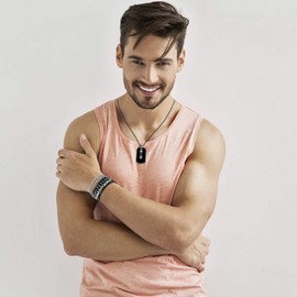 Cupimatch Mens Biker Alloy Bullet Military Army Style Dog Tag Pendant Necklace, 27.5 Inch Chain, Black (Silver bullet)