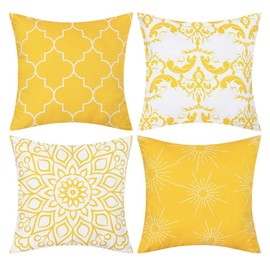 Pknoclan Cushion Covers 45x45cm Decorative Pillow Covers Set of 4 Nordic Sofa Backrest Fashion Simple Zabuton Cover Modern Square Pillow Case Home Office Chair Car Bed Decor Decor Decoration Yellow
