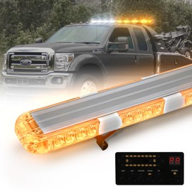 BooYu 45 Inch Amber/White Roof Top Traffic Advisor Emergency Strobe Lights Bar w/Controller Double Side Warning Safety Flashing Light for Construction Vehicles Towing Work Trucks Snow Plow (W/W/Y/Y)