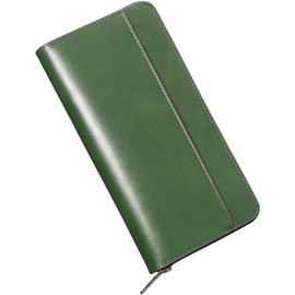 ACLUO Men's Long Wallet, Tochigi Genuine Leather, Made by Leading Leather Craftsmen, Large Capacity, YKK Zipper, Leather Wallet, For Gentlemen, Popular Brand, Present, green