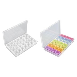 Rieoany Bead Storage Box, Set of 2 Small Storage Boxes with 28 Compartments, Jewellery Organiser, Sorting Boxes for Small Parts, Sorting Box for Nail Art Craft Supplies and Jewellery Accessories