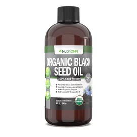 NutriONN Aceite De Semilla Negra Orgánico - Aceite De Semilla De Comino Negro Líquido Orgánico Certificado Por La Usda - Alto Contenido De Timoquinona - Sin Ogm Y Prensado En Frío - Rica Fuente De Áci