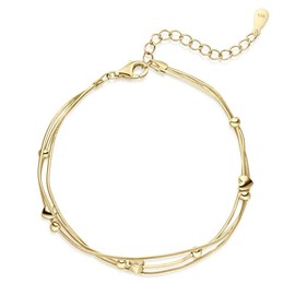 MATERIA by Matthias Wagner Multi-Layer Bracelet 925 Silver with Hearts for Women in 2 Colours, Silver