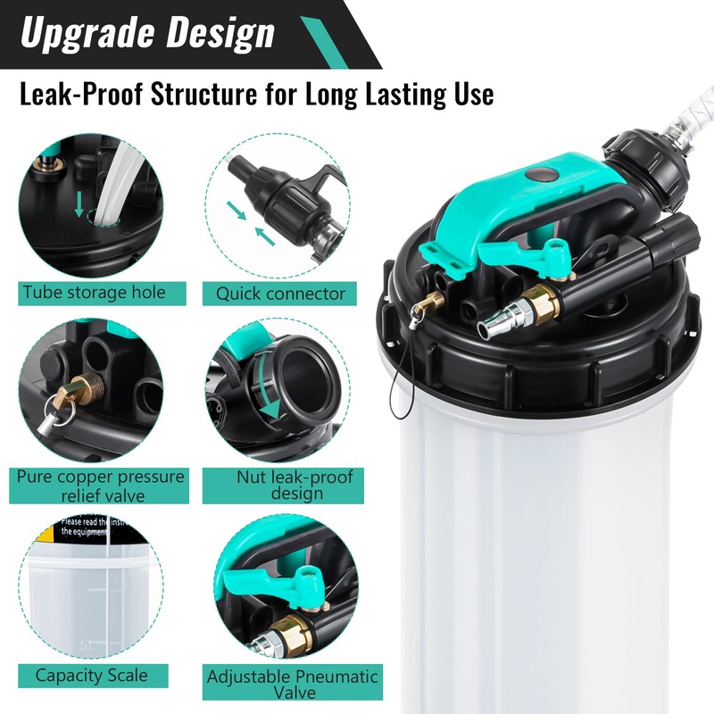 Estune 2 Gallon/7.5 L Manual Pneumatic Fluid Extractor, Automotive Oil