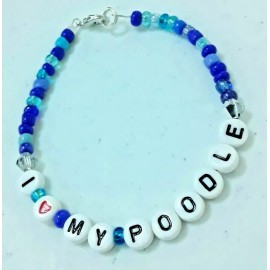 Handmade I love my Poodle Handmade bracelet/ Or Add your own Dog Breed
