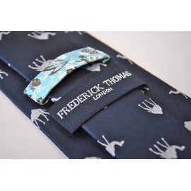 Frederick Thomas navy blue tie with camel design