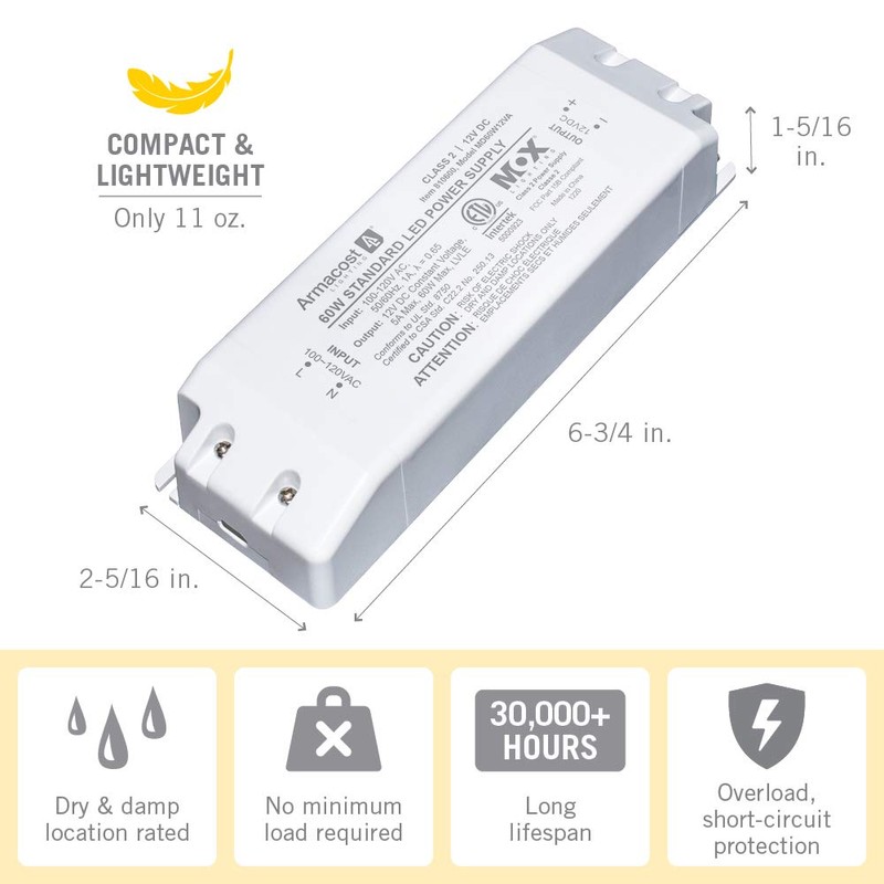 Armacost Lighting 810600 12 Volt LED Power Supply, White