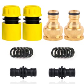 18Pcs Garden Hose Quick Connect Fittings Set, 2 in 1 Brass Hose Pipe Tap Fitting, Hose Adapter, Double Male Hose Connector, Garden Hose Attachments