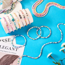 PandaHall 10 Strands Polymer Clay Beads 4mm Disc Coin Beads Flat Round Clay Beads for DIY Hawaii Bracelet Earring Jewellery Making