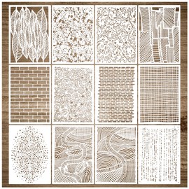 Abstract Stencils for Crafts, Leopard Brick Dot Layering Stencils Mixed Media Texture Background Stencils for Painting on Wood Art Paint Patterns for Wall Scrapbook Canvas Furniture (Abstract)