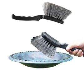 Bird Bath Cleaner Brush - Safe for Birds, Hard Stiff Bristles, Heavy-Duty Scrub Brush for Bird Feeders, Water Fountains & Outdoor Cleaning, 9.44 x 2.76 Inch with Hanging Hole (Gray)