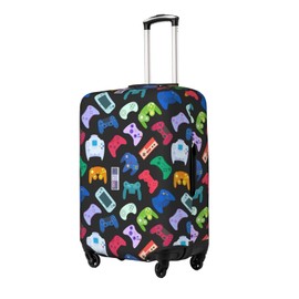 DOINBEE Kids Video Game Luggage Covers Colorful Gaming Gamer on Black Suitcase Covers for Luggage, Fun Gaming Gifts for Girls Boys, Elastic Print Baggage Case Suitcase Protector Fits 29-32 Inch