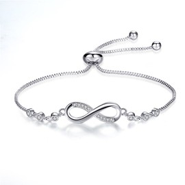 LSxAB Women Infinity Dainty Endless Love Symbol Charm Adjustable Bracelet for Sister Best Friend Christmas Gift