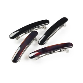 Manicare Mini Hair Barrettes, Pack Of 4, Perfect Hair Clips For Decorating Or Sectioning The Hair, Secure Grip, Comfortable, Gentle On The Hair And Scalp, Elegant French Clasp, Tortoiseshell And Black