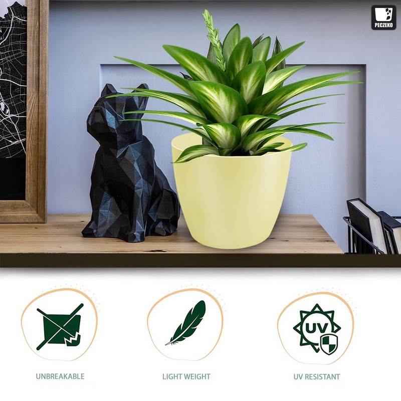 TULMERO Matte Flower Pot, Plastic Planter, Decorative Pot for Large