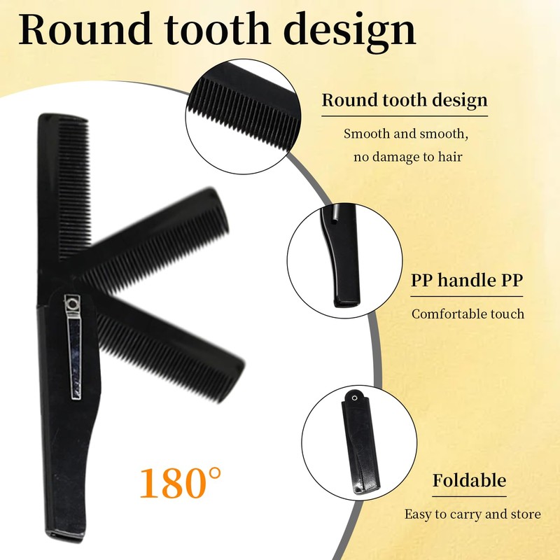 2PCS Folding Beard Combs for Men, Moustache Comb with Fine
