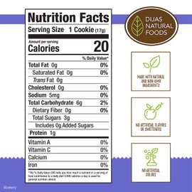 DIJAS Natural Foods, Crunchy Fat Free Biscotti Cookie, All Natural Preservative Free Ingredients, Delicious Low Calorie Snack (5 Ounces, Blueberry)