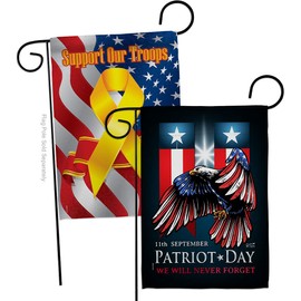911 Patriot Day Garden Flags Pack Americana World Planet Peace Environment Awareness United State American Support Our Troops Small Gift Yard House Banner Made In USA 13 X 18.5