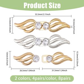 CHGCRAFT 8 Paar Mantel Spange Verschlüsse Dekorative Metallschließe Schnalle Legierung Verschluss Clasps für Jacke wickeln Schal Zubehör DIY Kleidung Zubehör, Gemischte Farbe, 2.1×0.53 Zoll