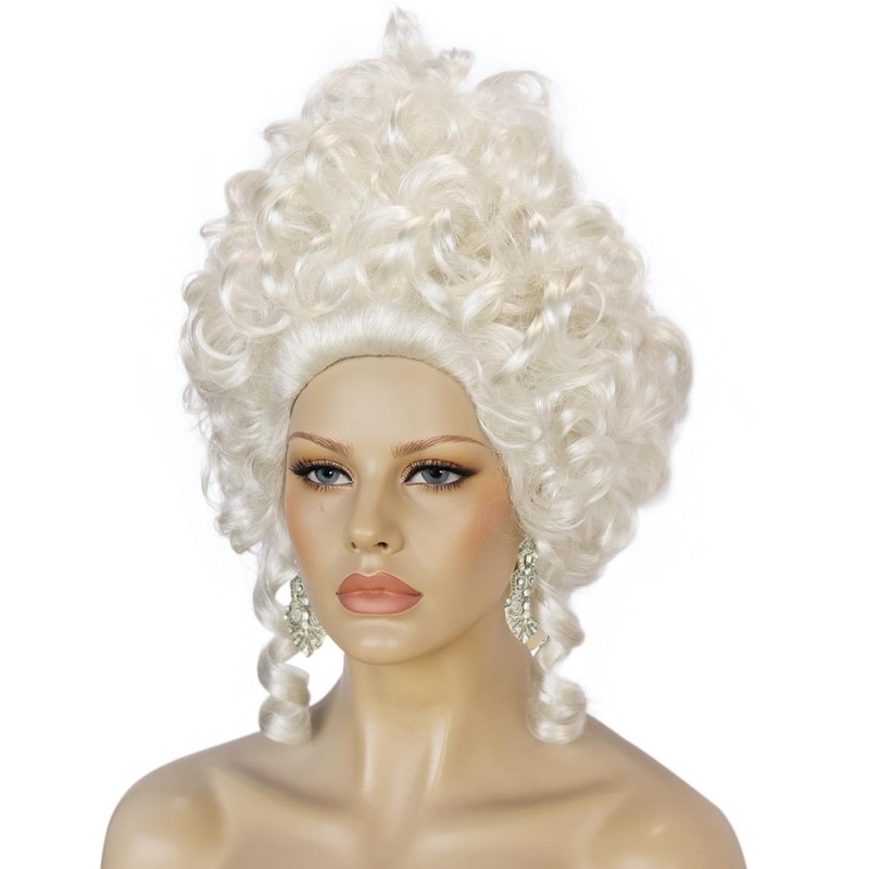 TIKJOYS Platinum Baroque Wig Renaissance Wig Curly Colonial Wigs