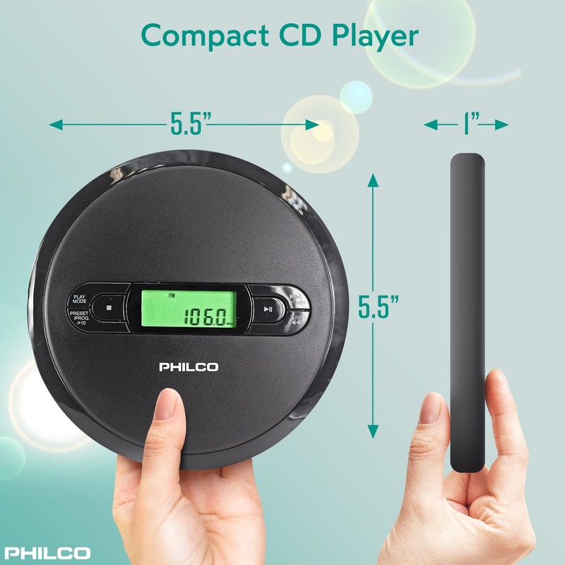 PHILCO Personal CD Player with MP3 Playback, FM Radio &