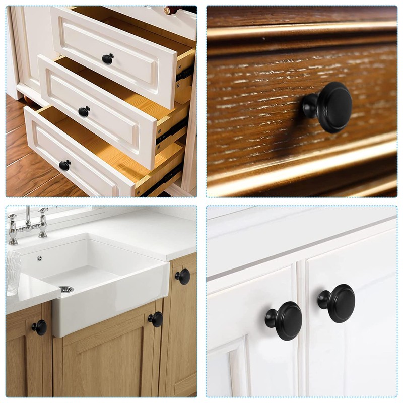 LBING Drawer Knobs, Furniture Knobs, Cupboard Knobs, Matt Black, Pack