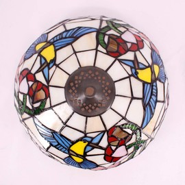 WERFACTORY Tiffany Lamp Shade Replacement 12X6 Inch Cream Amber Stained Glass Hummingbird Lampshade Only with Cap fit for Table lamp Pendant Light Ceiling Fixture (Part Not Included) S101 Series (B)