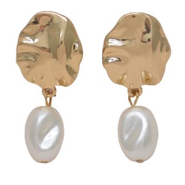 AYCJOY Women Jewelry Irregular Faux Pearl Pierced Earrings, Plished Stunning Gold-Plated Geometric Shape Hoop Dangle Drop, Bohemian Fashion Jewelry