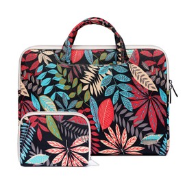 fdsmall 13.3 Inch Laptop Case, Canvas Computer Bag Case, Protective Notebook Case, Briefcase Cover, Carrying Case, Compatible with MacBook Air, MacBook Pro, Tablet PC, Ultrabook, Netbook (Red Leaves)