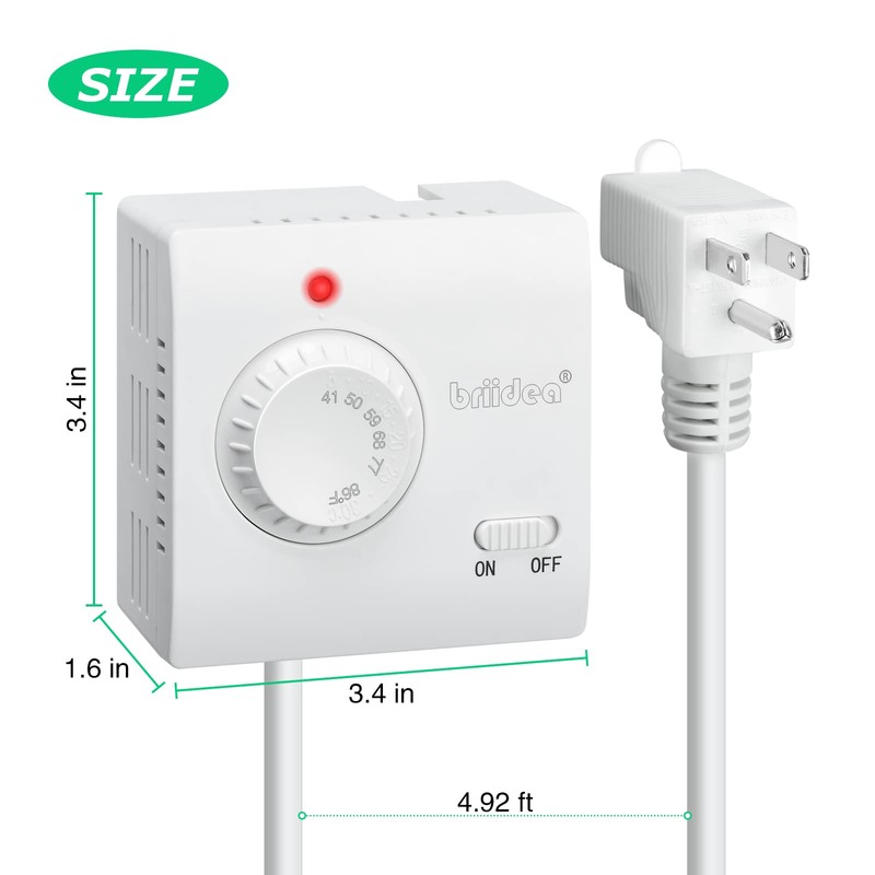 Adjustable Thermostat, Briidea Plug in Heating & Cooling Thermostat with