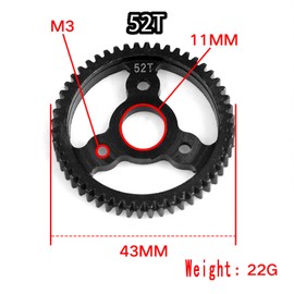 32P Spur Gear, 52T 0.8 Metric Pitch, Compatible with 32-Pitch, Hardened Steel 52 Tooth 0.8M Spur Main Gear for 1/10 TRAXXAS Ford Rustler Slash Stampede 4X4 Arrma, Replace #6843
