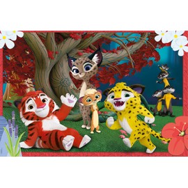 Clementoni 26104 Supercolor Leo & Tig Puzzle, 60 Pieces, from 4 Years, Colourful Children's Puzzle with Special Luminosity and Colour Intensity, Skill Game for Children, Multicoloured, One Size